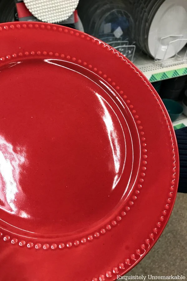 Red Norfolk Dishes From Dollar Tree