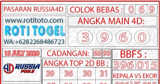 Prediksi Jitu Togel Russia4d Pools Hari ini Rabu 15 Juli 2020