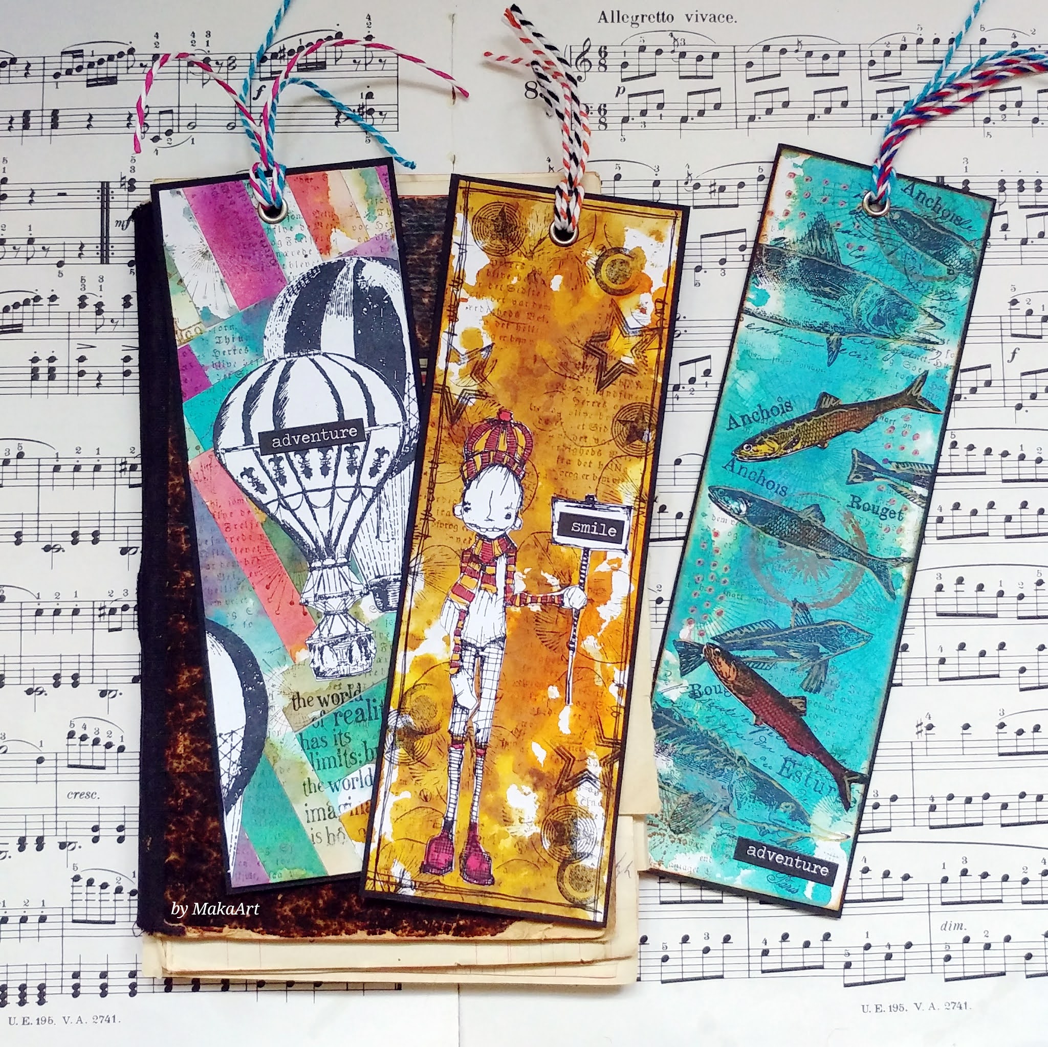 My journey through the mixed media world... Colorful Distress Bookmarks