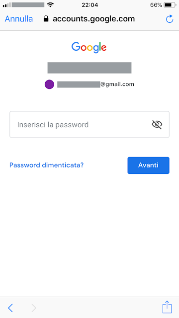 Account Google Inserisci Password