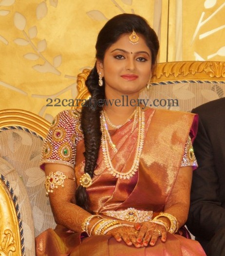 Bride Deepthi in Simple Mango Haram 