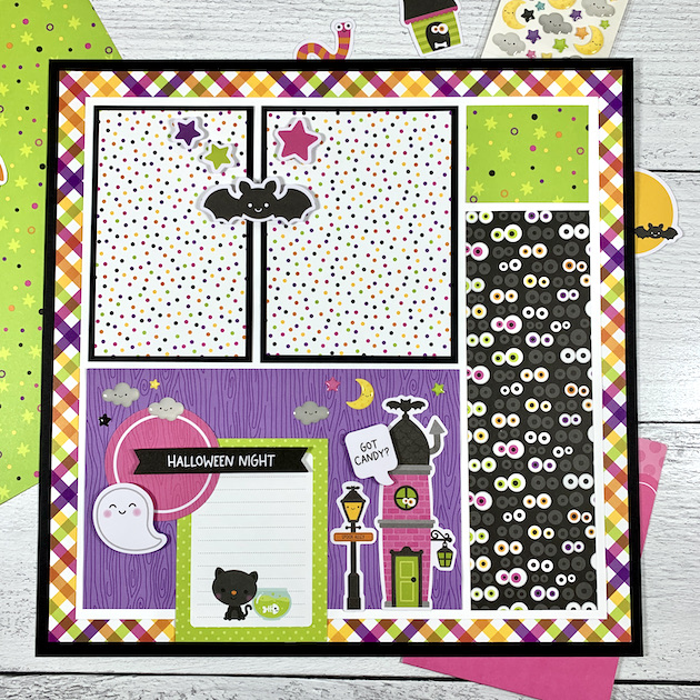 12x12 Halloween Scrapbook Page for trick-or-treating photos