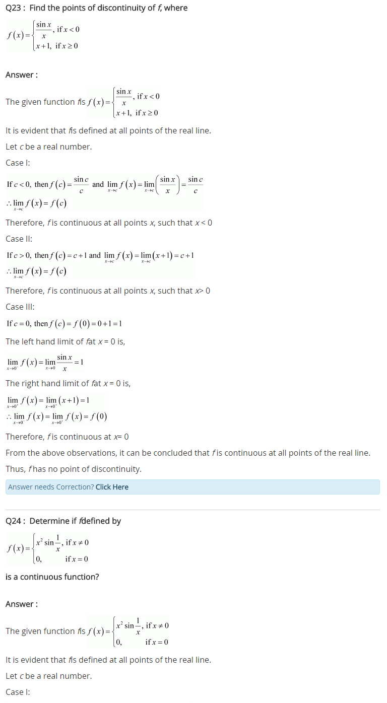 Class 12 Maths Chapter 5 Continuity and Differentiability