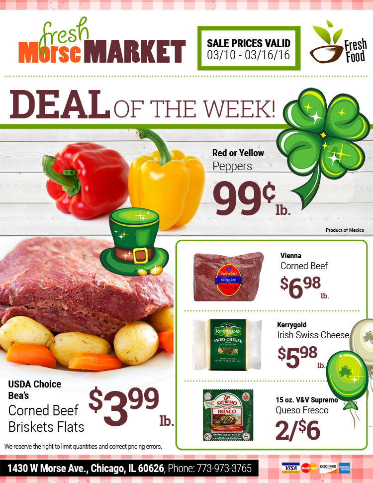 Rogers Park Chamber of Commerce Morse Fresh Market Happy St. Patrick's Day Specials