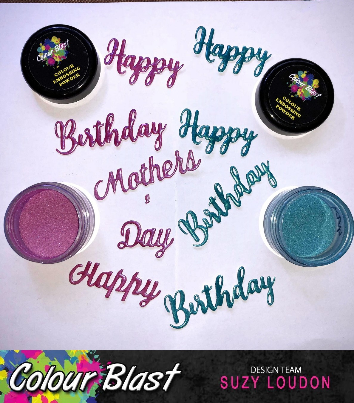 Colour Blast by Bee Arty Mica Powder Cards by Suzy Loudon