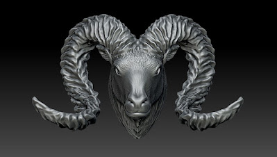 Bighorn Ram Head, Digital Sculpting, Custom Jewelry