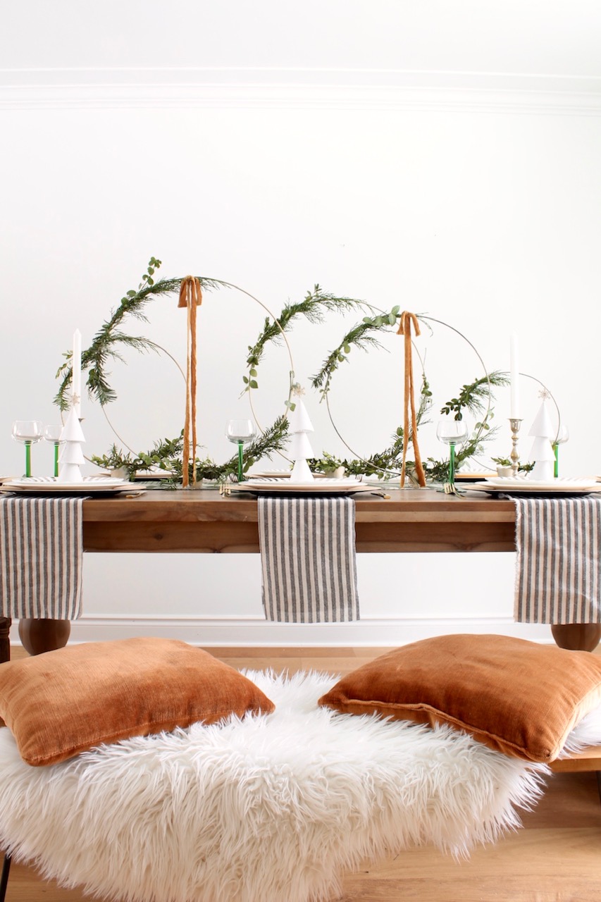 Modern Christmas Table: Hoop Centerpiece