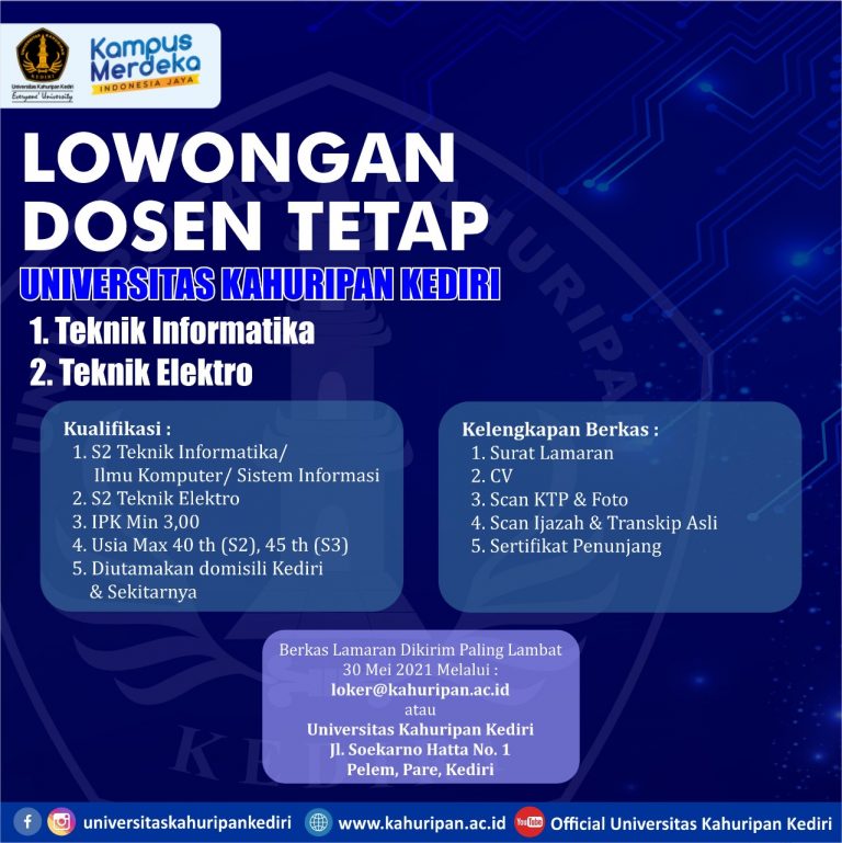 Lowongan Kerja Dosen Universitas Kahuripan Kediri - Lowongan Kerja BUMN