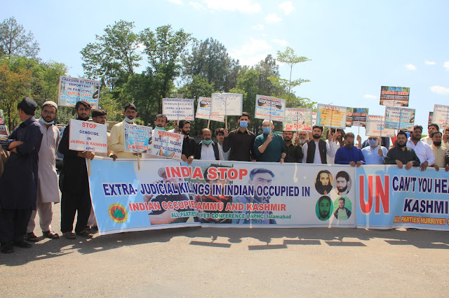 APHC protest in front of Faisal Mosque Islamabad: Pictures