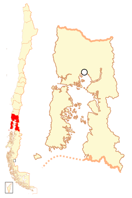 Mapa de localização da Região de Los Rios - Chile