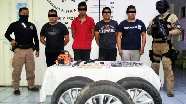 Detiene policía de San Pedro Cholula a 4 presuntos ladrones