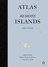 Cover of Atlas of Remote Islands, light blue with a black tape binding