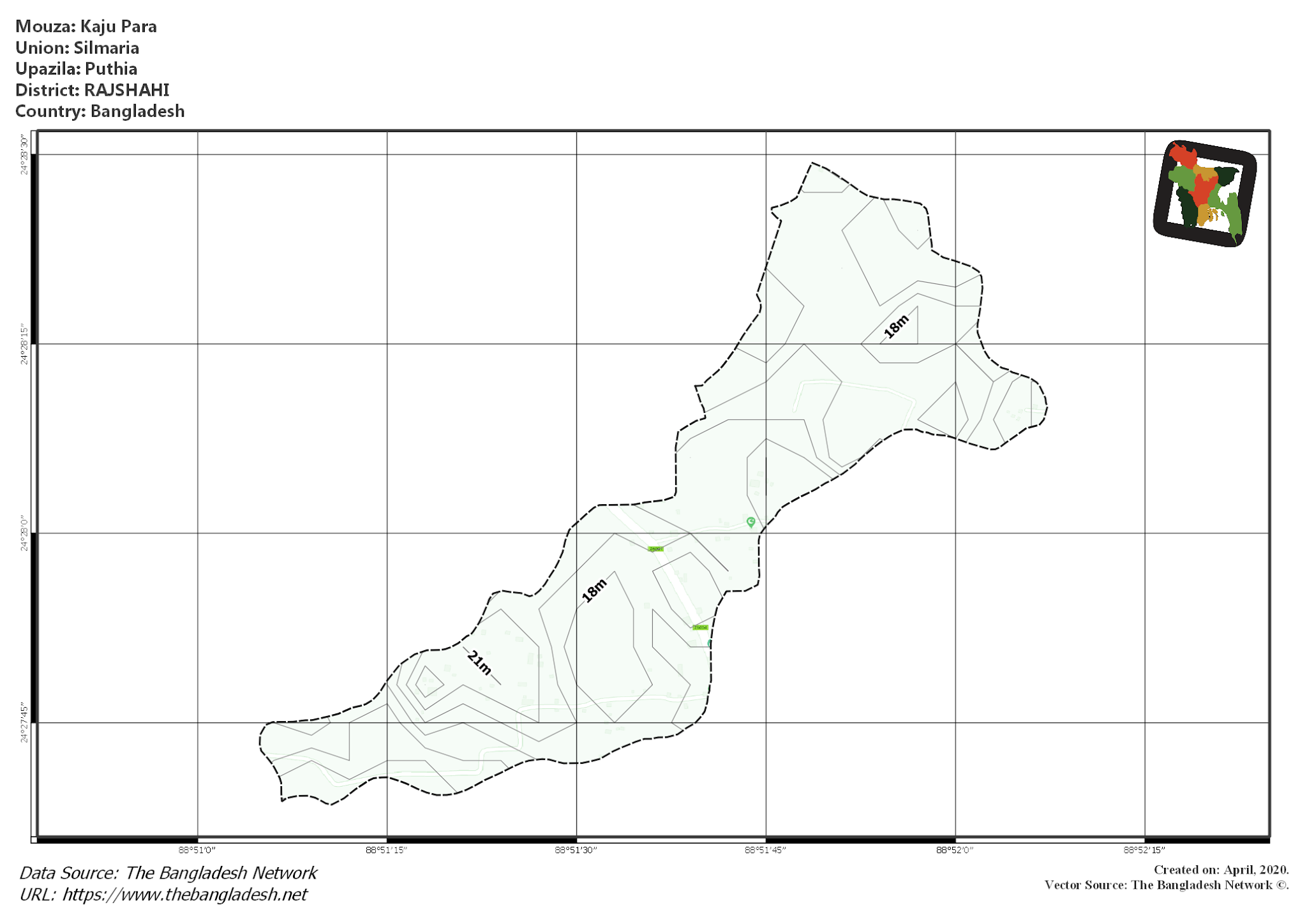 Map of Kaju Para Mouza of Puthia Upazila, RAJSHAHI Map of Kaju Para Mouza of Puthia Upazila, RAJSHAHI, Bangladesh.