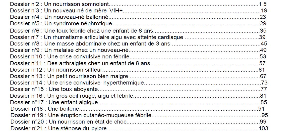Residanat dz: Dossiers Pédiatrie Cas Cliniques Corrigés