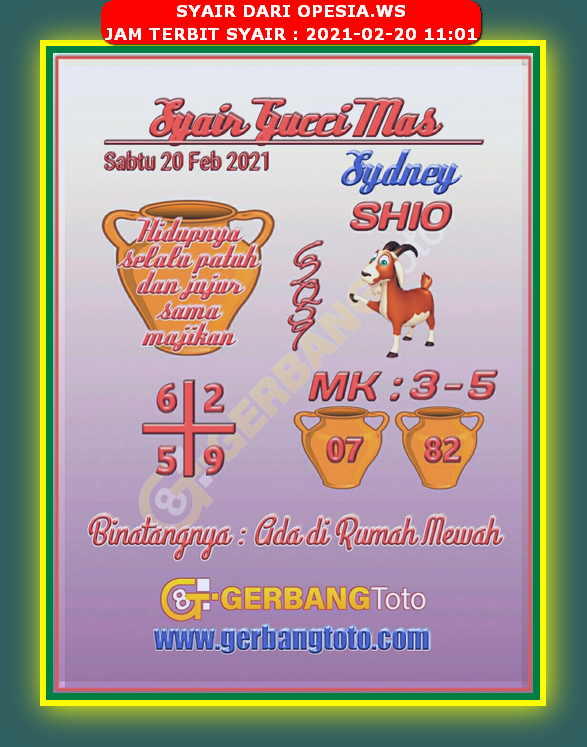 Syair Sdy Hari Ini Sabtu 20 Februari 2021 Opesia Official