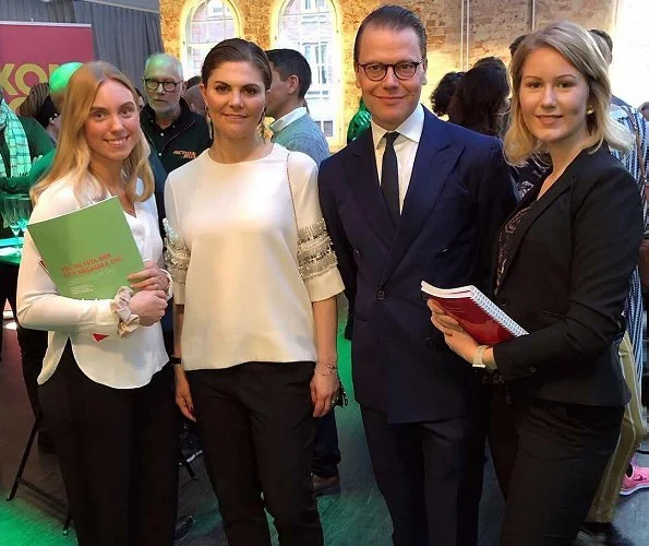 Crown Princess Victoria wore By Malene Birger blouse top. Gianvito Rossi Levy ankle boots, she carried Valentino Garavani clutch