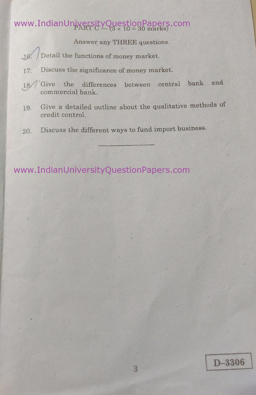 Alagappa University MBA (Banking and Finance) Central Banking and