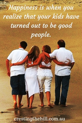 Happiness is when you realize that your kids have turned out to be good people. #parentingquotes