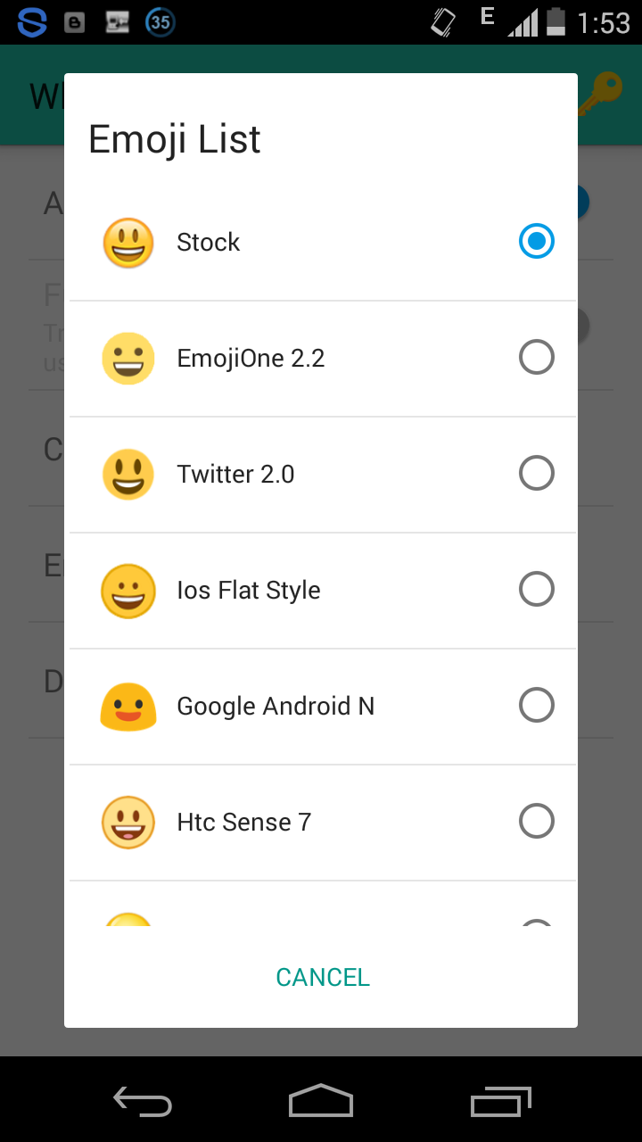 How to replace whatsapp default emoji using emoji replacer Custom