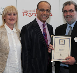 Theo Paphitis presenting our 'sbs' winners certificate to members, Bob Thacker & Helen Cartlidge