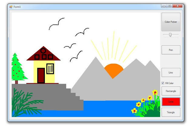 Develop Paint Application using basic Windows Form and C# Graphics codes