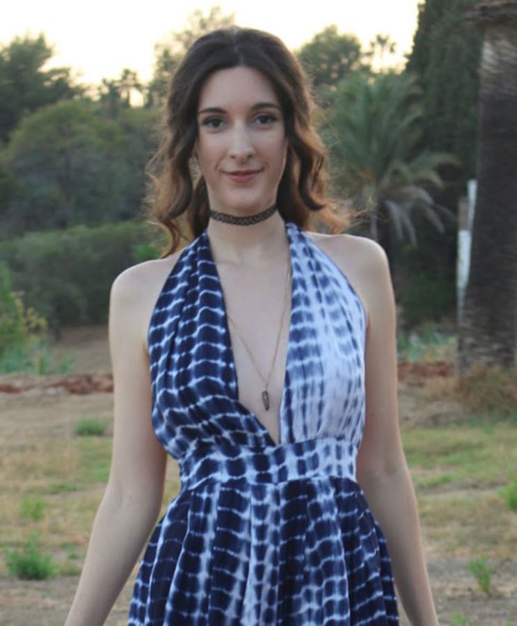 Blue Deep V Neck Backless Playsuit