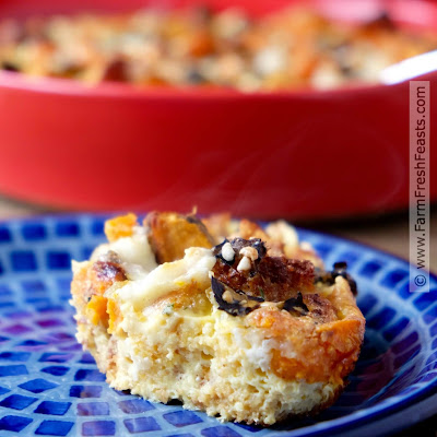 A vegetarian and gluten free breakfast casserole made from roasted sweet potatoes and Hatch chiles in a cornbread and custard base.