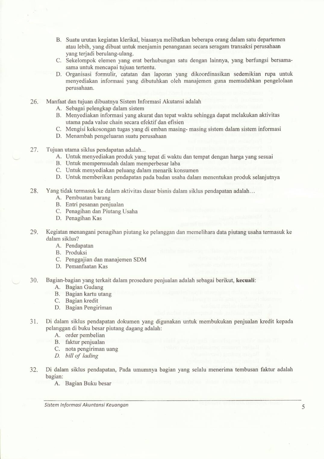 Soal UAS SIAK