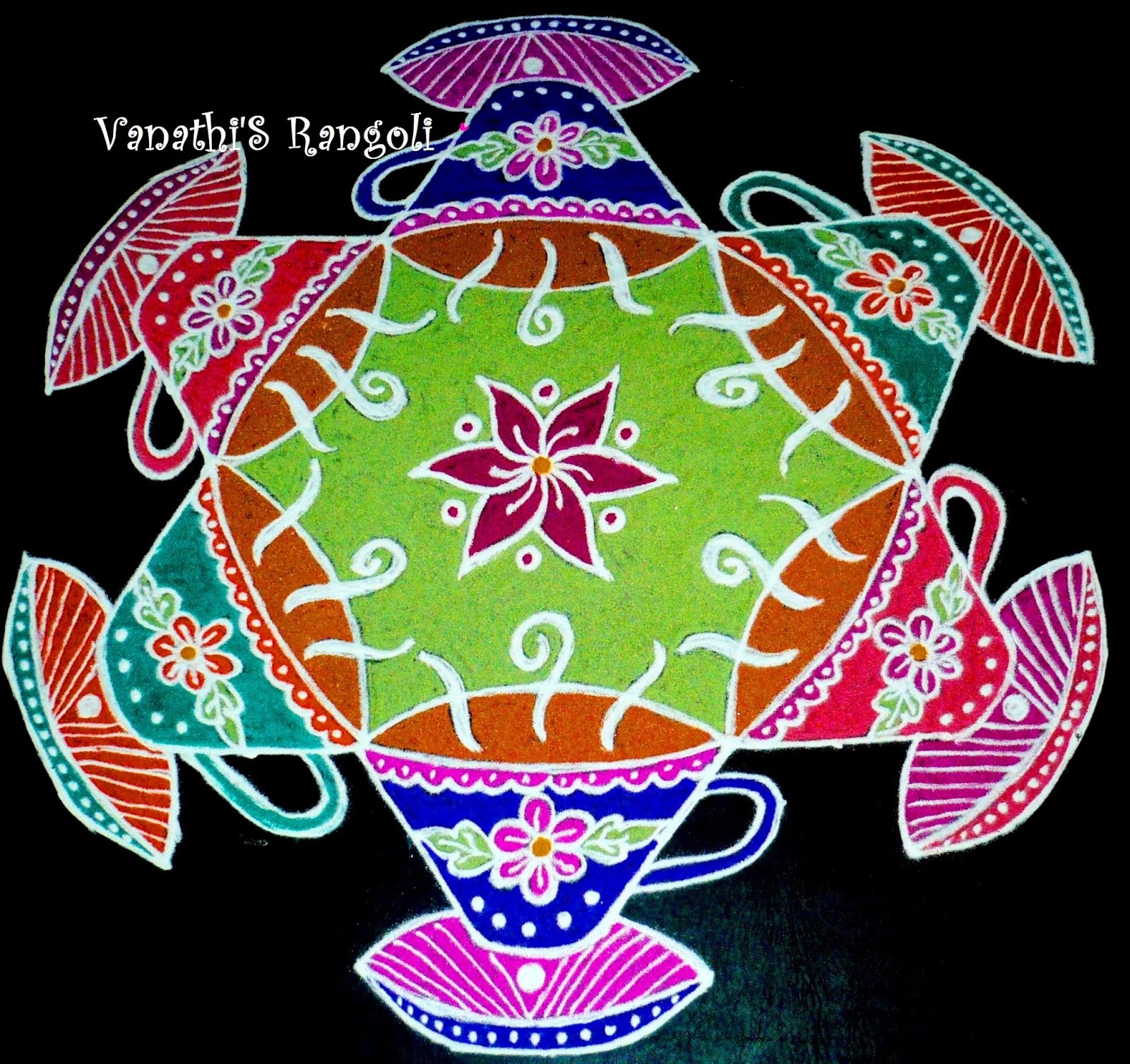 Vanathi's Rangoli / Kolangal A special Coffee Cup and Saucer Rangoli