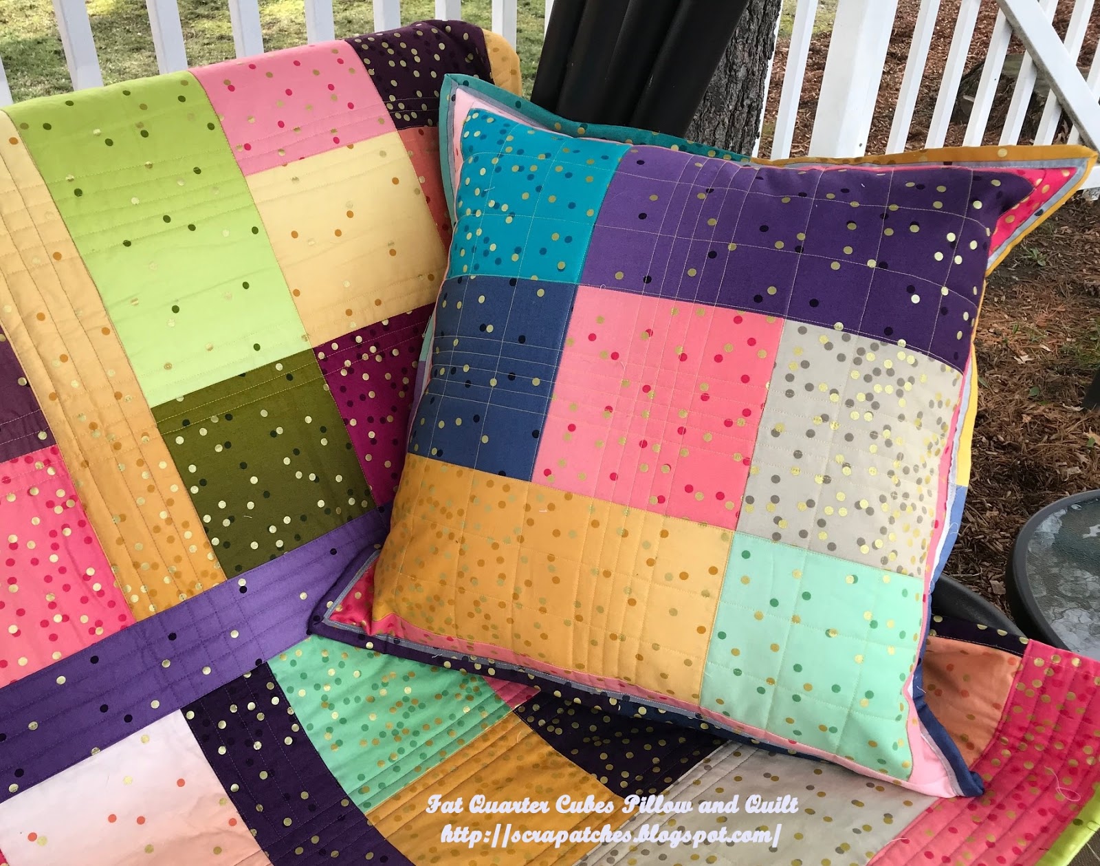 Life in the Scrapatch Fat Quarter Cubes Cushion