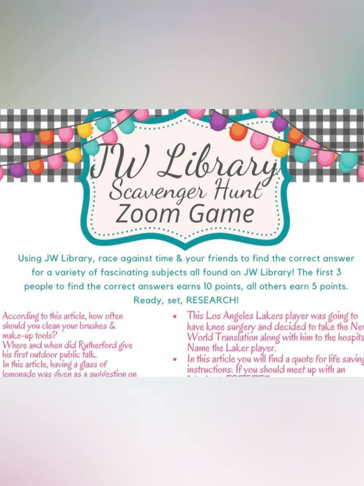 Scavenger Hunt Zoom Game