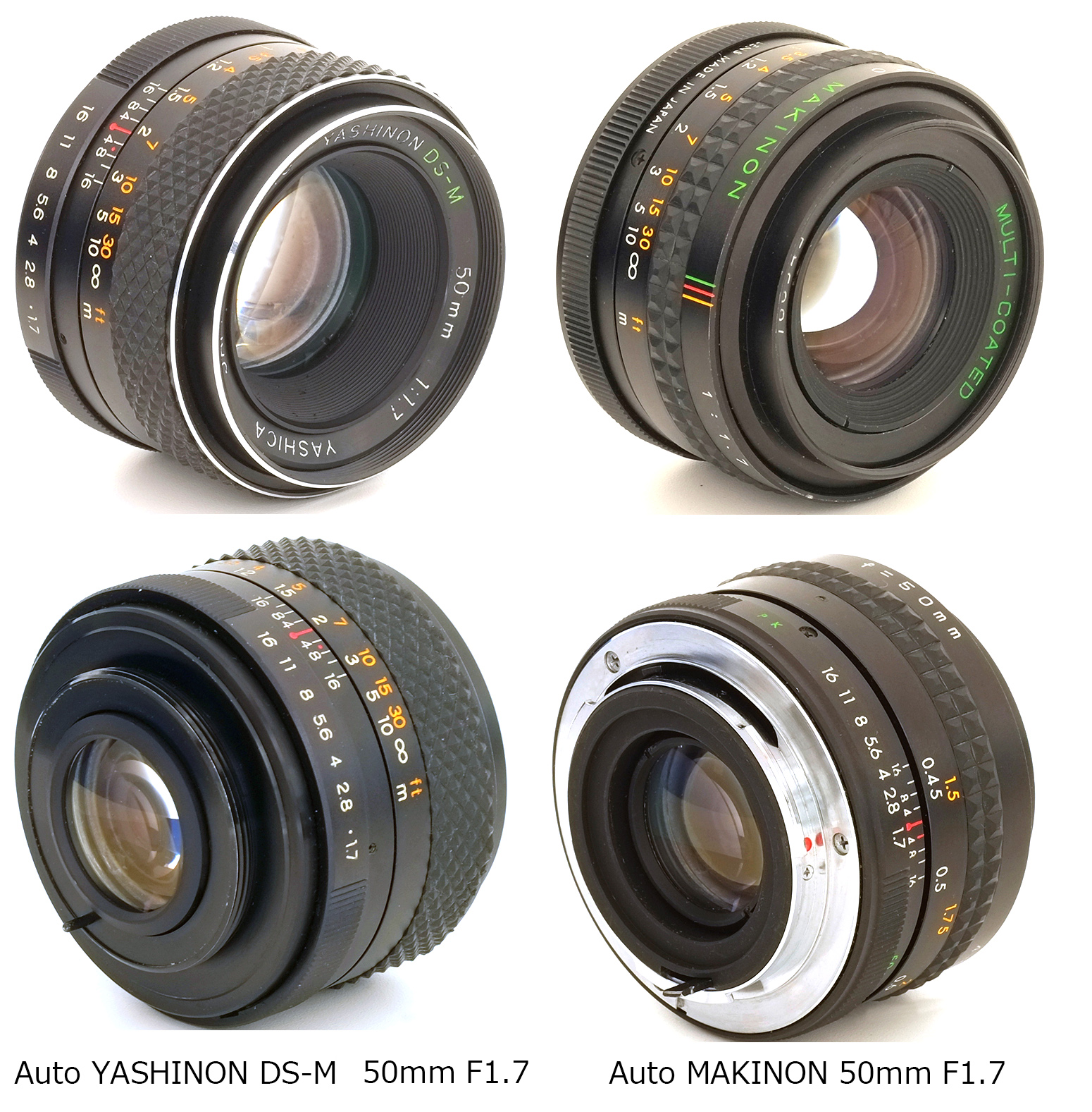 カメラ レンズ(単焦点) M42 MOUNT SPIRAL: Yashica Auto Yashinon DS-M 50mm F1.7 vs Makina 