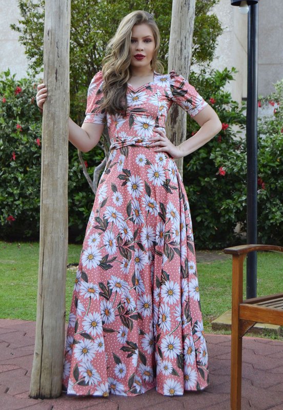  Vestido longo floral