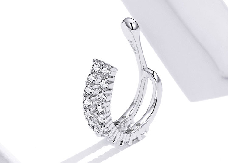 個性風雙層鋯石 925純銀耳骨夾(單只)