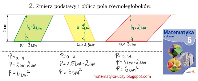 Zad. 1 i 2 str. 189 "Matematyka z plusem 5" Pole równoległoboku