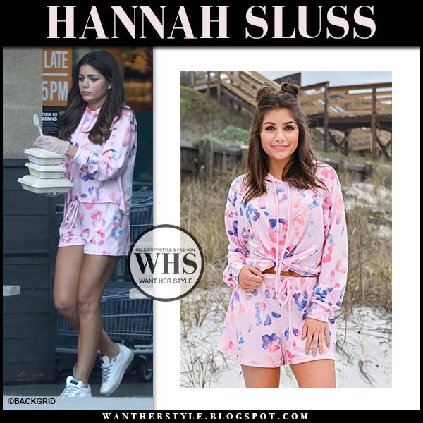 Hannah Sluss in pink printed shorts and top in LA on March 23 ~ I want
