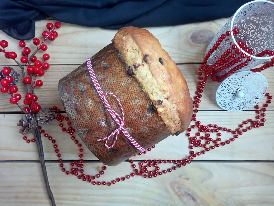 Panettone de calabaza con chocolate y naranja confitada. Receta navideña. Desayuno, merienda, postre. Muy esponjoso. Sin masa madre. Sin prefermento. Cuca