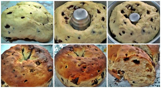 Preparación del rosco de pan dulce con chocolate 2