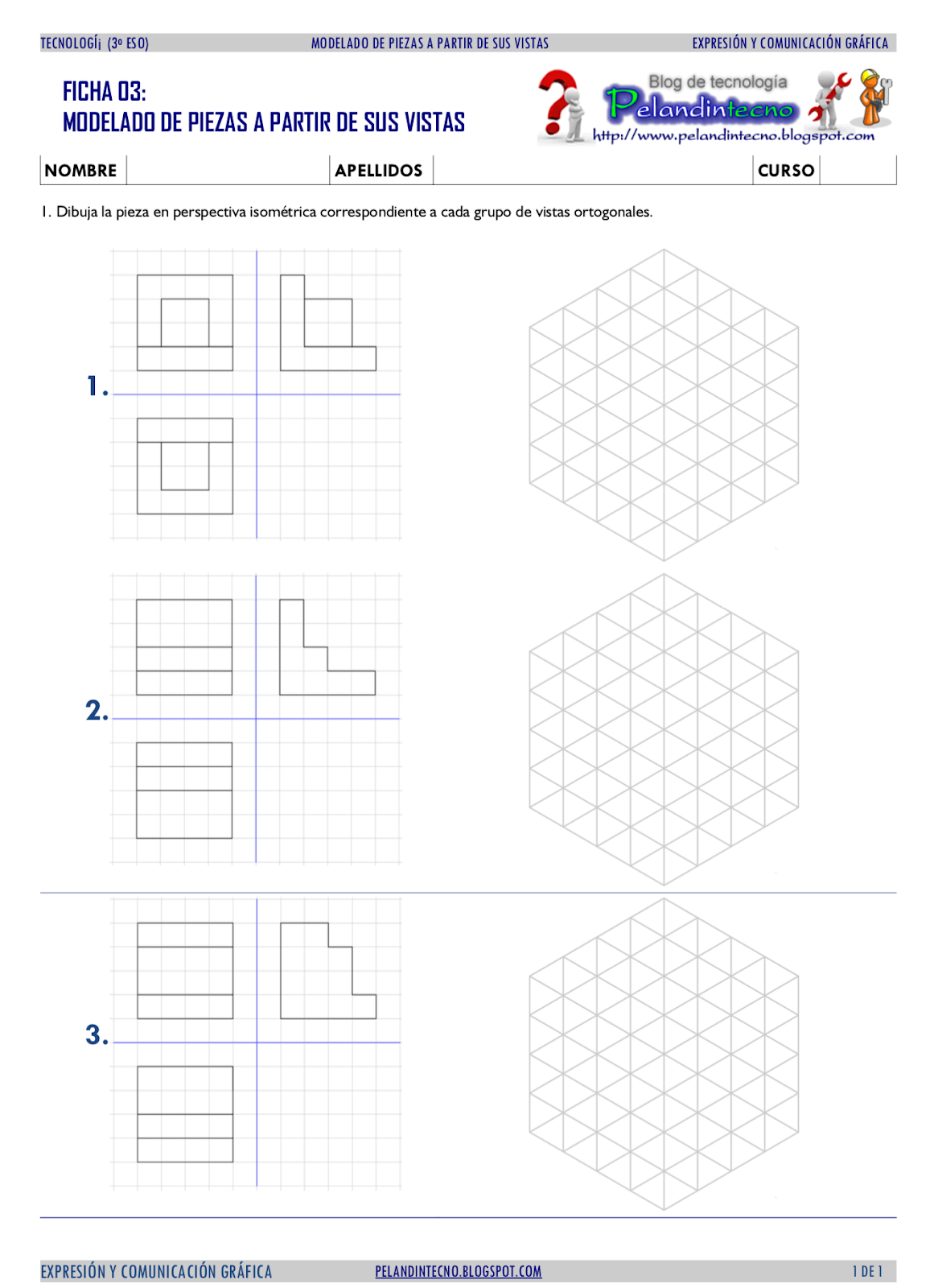 Dibujo online de piezas en isométrico a partir de sus vistas II (3ºESO)