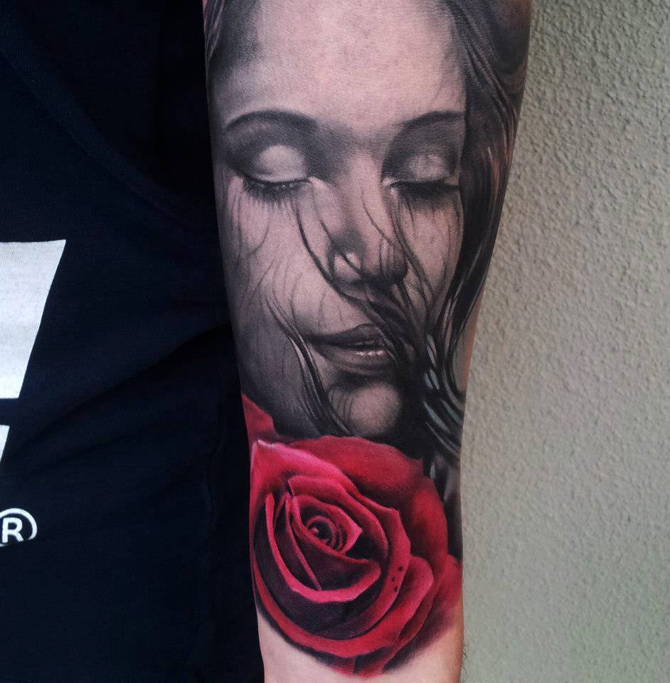rose girl red tattoos face tattoo 3d arm jordan women sleeve matt