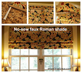 The original, detailed  tutorial for creating faux Roman shades using tension rods
