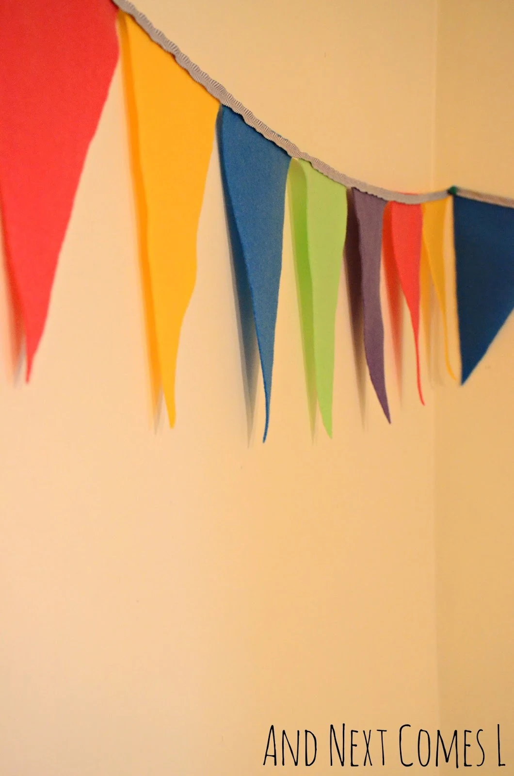 Easy DIY felt bunting with free printable template from And Next Comes L