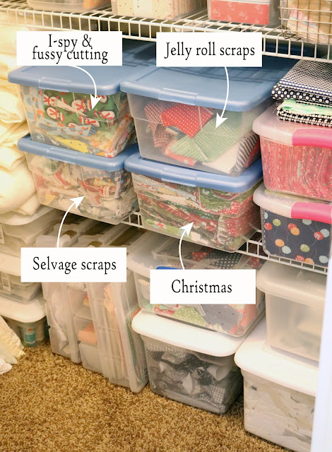 Fabric storage and organization, tips and ideas from A Bright Corner