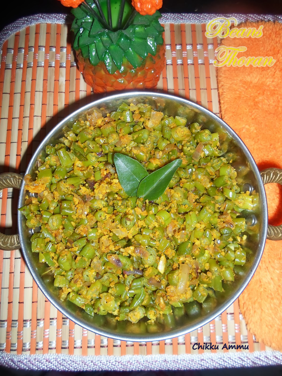 Chikkus Kitchen Beans Thoran Recipe / Beans Porial Recipe / Beans