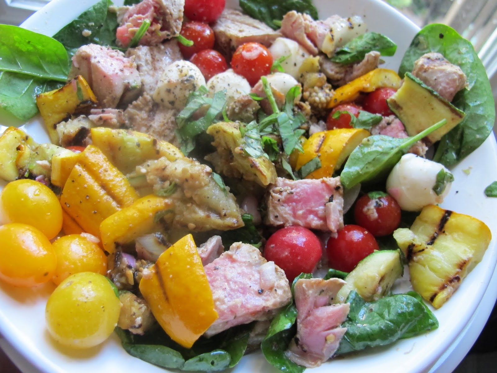 MORE TIME AT THE TABLE Grilled Tuna Salad with Late Summer Vegetables