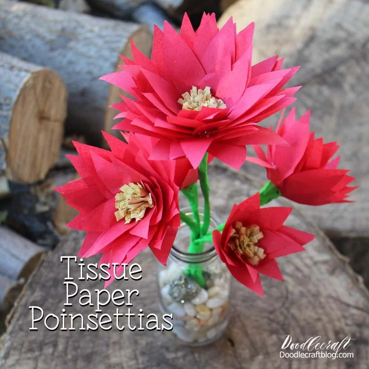 DIY Tissue Paper Poinsettia Centerpiece!