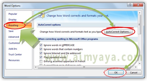  Gambar: Cara mengatur opsi untuk hyperlink otomatis di Microsoft Word 
