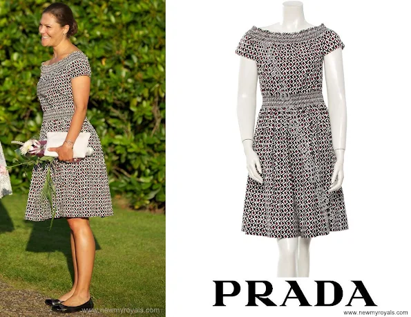 The Pregnant Princess donned a print dress by Prada.