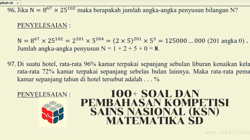 100+ Soal dan Pembahasan Kompetisi Sains Nasional (KSN) Matematika SD
